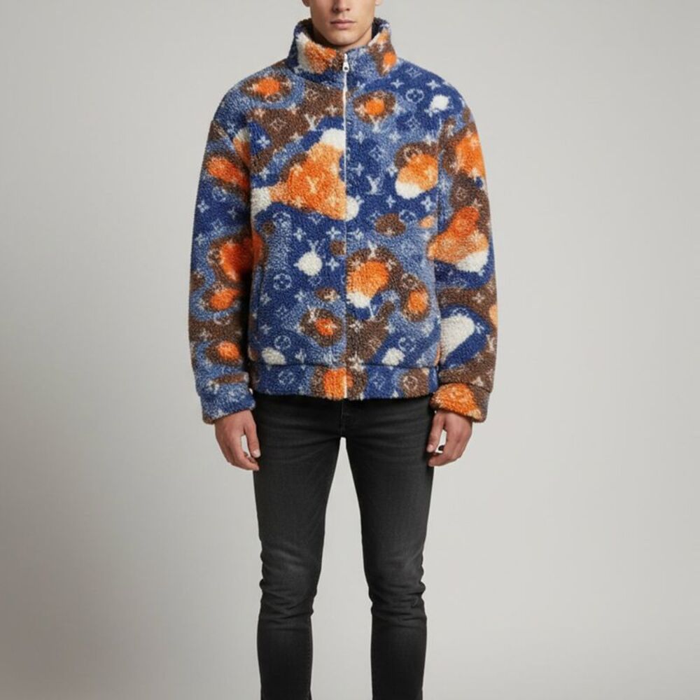 Louis Vuitton Blue/orange Camo Monogram Fleece Blouson Xxl